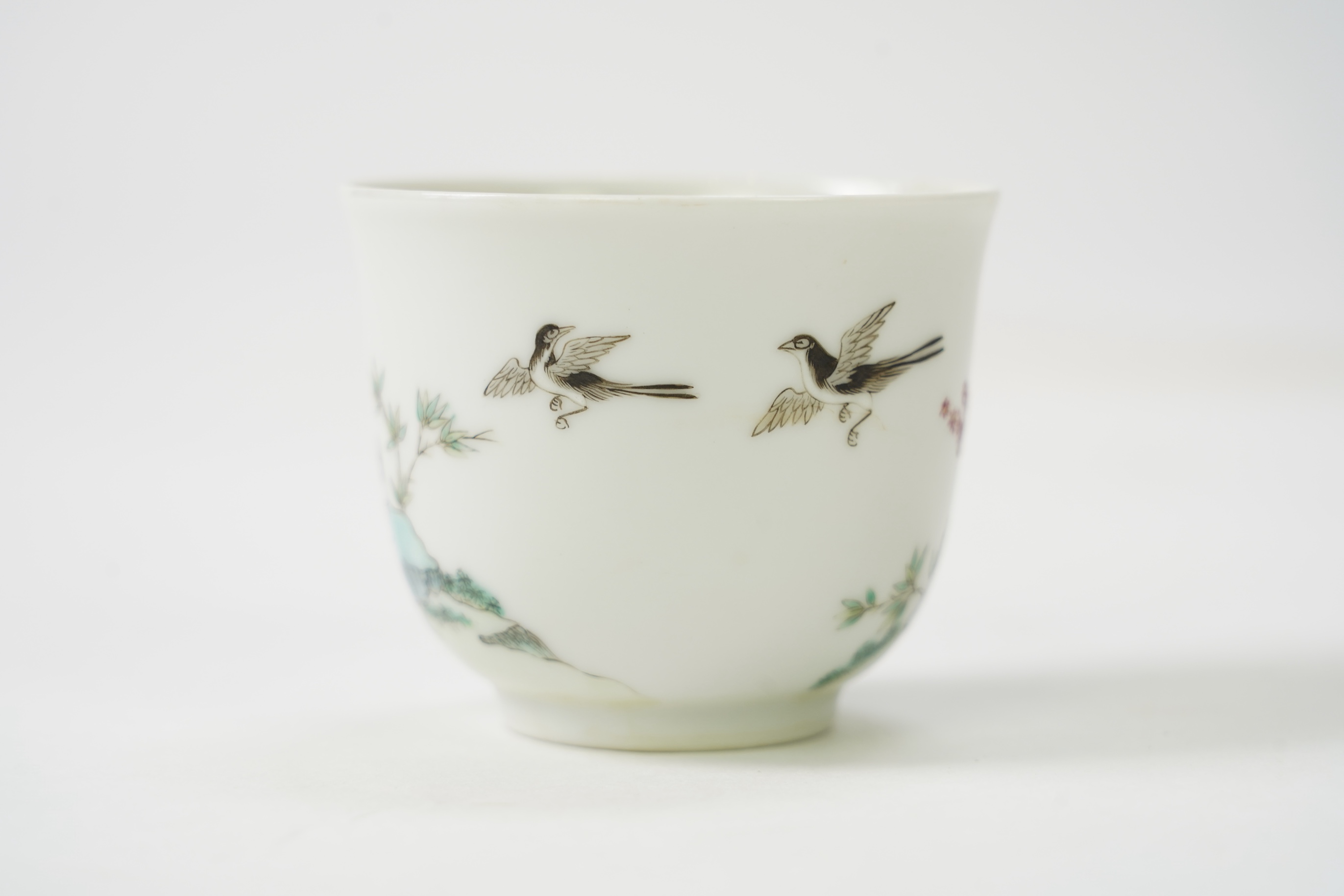 A Chinese famille rose 'boy' cup, Daoguang mark but later, 6cm
